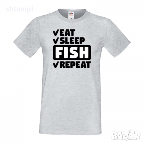 Мъжка тениска Fish 1,Eat,Sleep,Fish,Anime,Repeat,Ядене,Спане,Риба,Подарък,Повторение,Празник,, снимка 5 - Тениски - 36418956