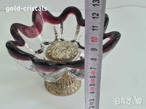 антикварна купа  фруктиера цветно  стъкло, снимка 5 - Антикварни и старинни предмети - 28766118