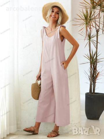 Дамски свободен ежедневен прав гащеризон с презрамки, 2цвята , снимка 2 - Гащеризони - 44929048