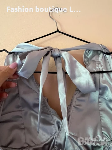 Сребрист сатенен потник с подплънки 🩶, снимка 5 - Потници - 51180893