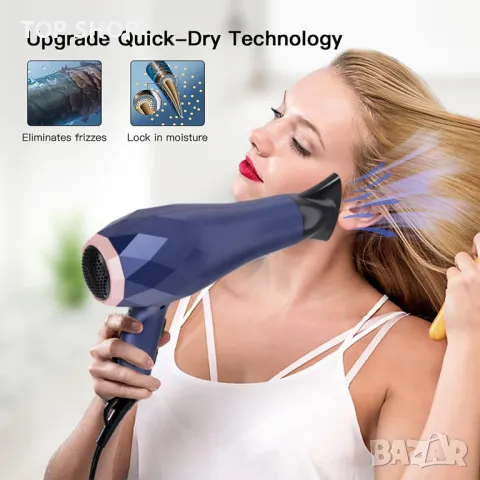 Професионален сешоар Pretfy 2200 W йонен с три накрайника, снимка 8 - Сешоари - 49105251