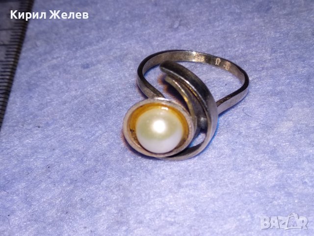 СРЕБЪРЕН ПЕРЛЕН РЕТРО АР НУВО СТИЛ ПРЪСТЕН СРЕБРО 925 с БЯЛА ПЕРЛА МАЙСТОРСКА ИЗРАБОТКА 26880, снимка 5 - Пръстени - 40756024