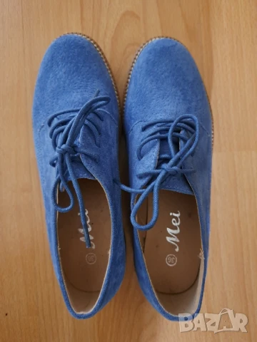 Сини велурени обувки , снимка 2 - Дамски ежедневни обувки - 50496132