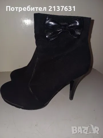 ДАМСКИ  ВЕЛУРЕНИ ЧЕРНИ БОТИ  - N 36, снимка 6 - Дамски боти - 48398136
