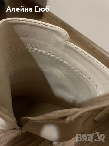 Бежови боти с тънък висок ток, снимка 7 - Дамски боти - 52740195