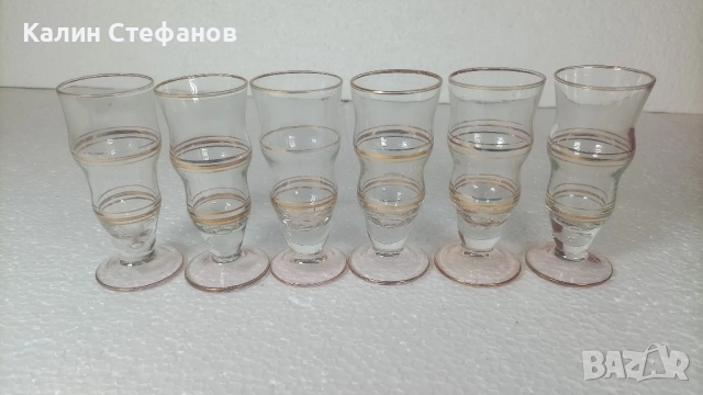 Ракиен комплект, златни кантове, столче, 50 мл, 6 бр, снимка 4 - Чаши - 51676201