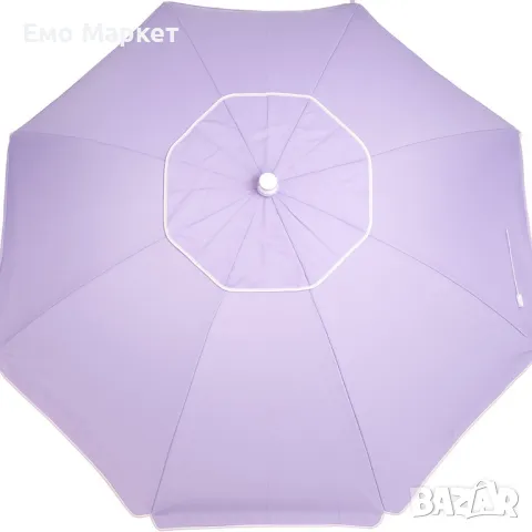 Кръгъл плажен чадър 2.40 м с чупещо се рамо, UV защита и прозорче за вятър, снимка 9 - Други стоки за дома - 50031421