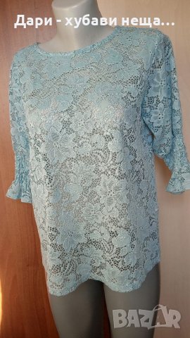 Еластична дантелена блуза, в синьо 🍀♥️M/L,L♥️🍀арт.4417