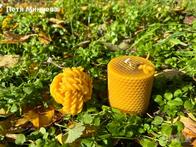 Ръчно изработени свещи от пчелен восък кръщене, рожден ден, годишнина, подарък, снимка 8 - Декорация за дома - 49576611