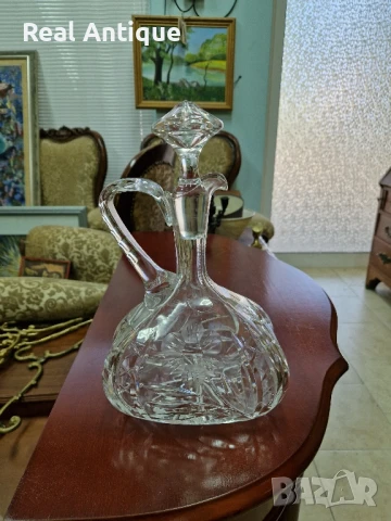 Страхотна антикварна немска кристална гарафа , снимка 1