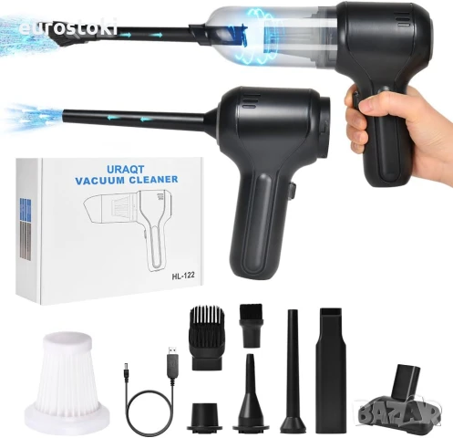 URAQT Ръчна мини прахосмукачка за кола, безжична 3 в 1, с батерия, мощна, снимка 1
