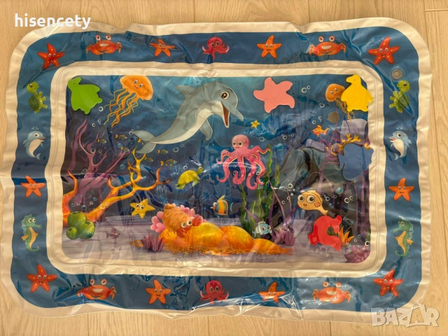 Надуваема водна постелка и възглавничка за бебета в Морски свят