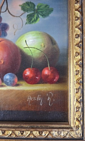 Картина натюрморт с плодове - масло върху платно, снимка 5 - Картини - 52791028