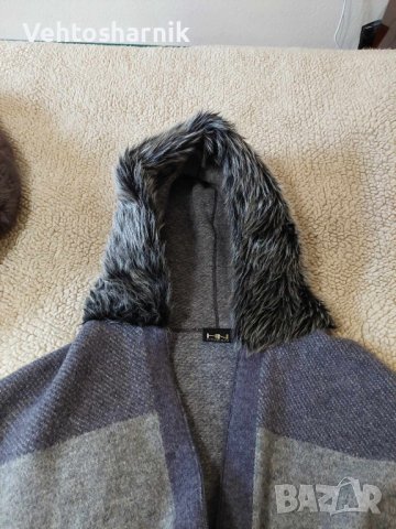 Дамско сиво пончо размер S/М, снимка 2 - Палта, манта - 43253575