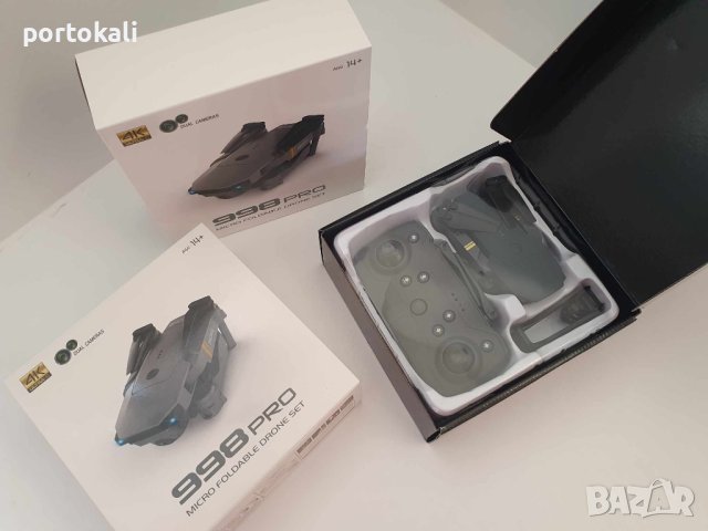 НОВ! Дрон 998 Pro смарт HD мини дрон с DUAL 4K камери WiFi връзка, снимка 3 - Друга електроника - 43378863