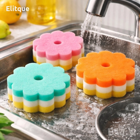 Комплект 3 броя гъби за миене на съдове – леки, ефективни и бързосъхнещи, снимка 2 - Други стоки за дома - 52927628