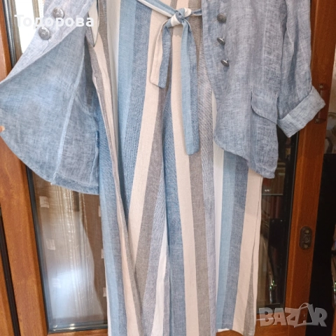 Нови сако и панталон лен L, снимка 2 - Костюми - 51695801