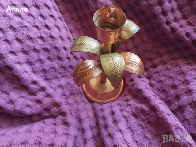свещник месинг и мед 15 см, снимка 3 - Декорация за дома - 48572641