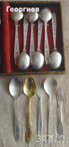 Посребрени мелхиорени лъжици ,вилици за супа от СССР , снимка 3 - Прибори за хранене, готвене и сервиране - 43199619