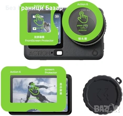 Нов K&F AR протектор стъкло 9H за DJI Osmo Action 6 екран + обектив