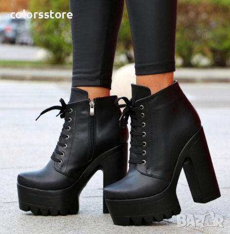 Боти на ток - черна кожа с черно ходило - 591, снимка 2 - Дамски боти - 34457330