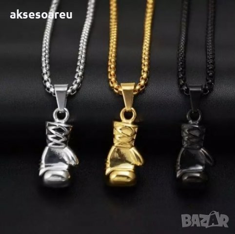 Колие боксова ръкавица верига от неръждаема стомана боксьорска ръкавица за мъже мъжки хип-хоп спортн, снимка 13 - Колиета, медальони, синджири - 38291213