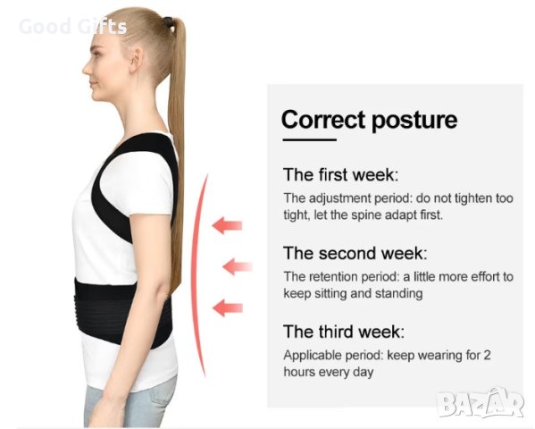 Турмалинова жилетка за правилна стойка със самозагряващ ефект, снимка 5 - Други - 43511169