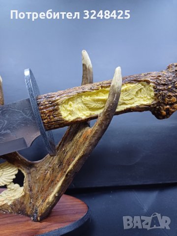 Голям нож на рог - много специален и ефектен подарък за мъж , особено ловджия. , снимка 6 - Декорация за дома - 43213750