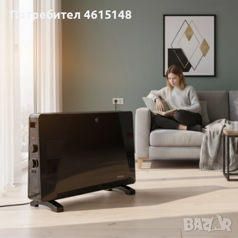 Конвекторен отоплител Rosberg – 2500W, 3 степени, с вентилатор, защита от прегряване (бял или черен), снимка 4 - Други - 51985106