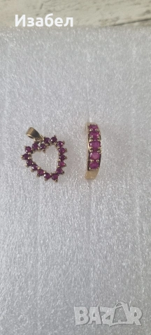 Комплект висулка с рубини и пръстен с рубелити