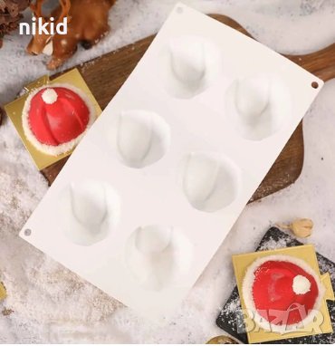 3D Коледна шапка  6 шапки силиконов молд форма фондан гипс шоколад , снимка 4 - Форми - 43132728