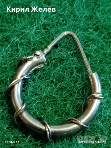 Сребърни обеци с декоративно обвита тел ръчна ювелирна изработка 53687, снимка 3 - Обеци - 53410821