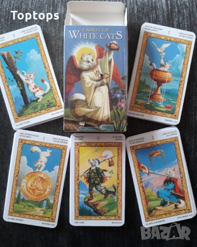 Таро карти с котки: White Cats Tarot & Black Cats Tarot & Weird Cat Tarot, снимка 4 - Карти за игра - 34171461