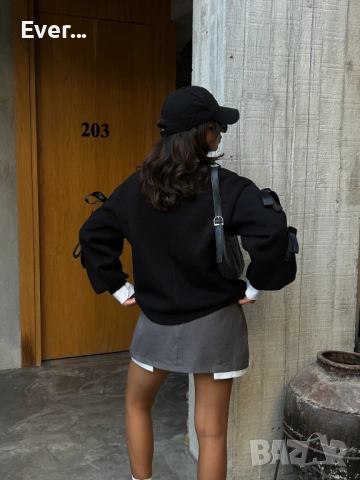 Суитшърт с панделки овърсайз, снимка 3 - Суичъри - 52333257