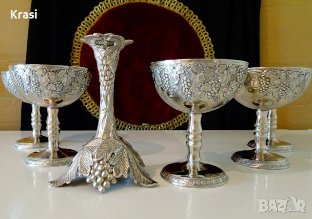 Посребрен сервиз чаши за вино,шампанско 2 бр. , снимка 11 - Антикварни и старинни предмети - 38273053