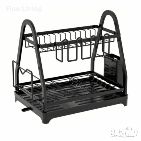 Пластмасов елегантен сушилник за съдове на две нива, снимка 4 - Аксесоари за кухня - 52017398