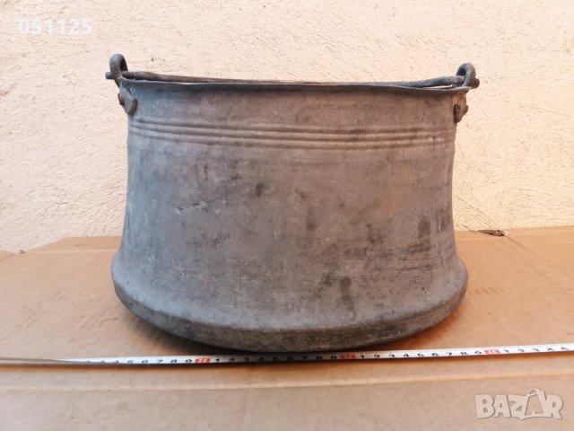 голям кован бакър, менче , котел - 12 литра калайдисан , снимка 4 - Антикварни и старинни предмети - 33104805