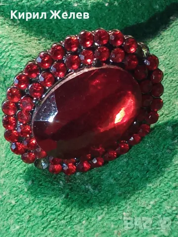 СТАР РАЗТЕГЛИВ ВИНТИДЖ АРТ ПРЪСТЕН с ЦВЕТНИ КРИСТАЛЧЕТА 39706, снимка 12 - Антикварни и старинни предмети - 46496481