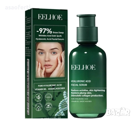 💧 EELHOE Серум за Лице с Хиалуронова Киселина, Витамин B5 и Мадекасозид – 80 мл