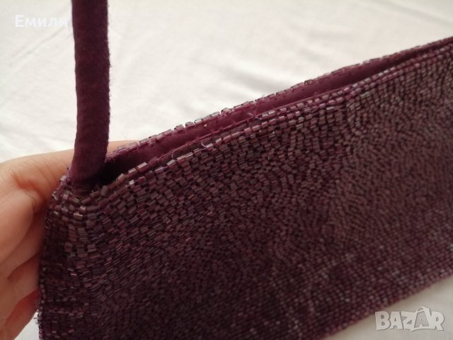 Accessorize малка дамска чанта с мъниста във виолетов цвят - със забележки, снимка 11 - Чанти - 43946030