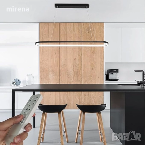 Лед Димируем овален LED полилей висящ, модерен трапезарна маса, офис с дистанционно 203-2, снимка 2 - Лампи за таван - 51528027