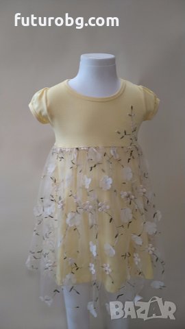 Жълта рокля с цветя за малка принцеса  , снимка 4 - Детски рокли и поли - 33017052