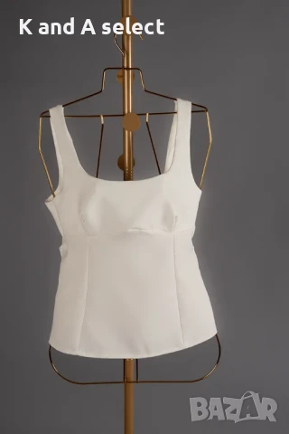 Бял топ с панделка на гърба – модел “Bella”, снимка 2 - Корсети, бюстиета, топове - 51170882