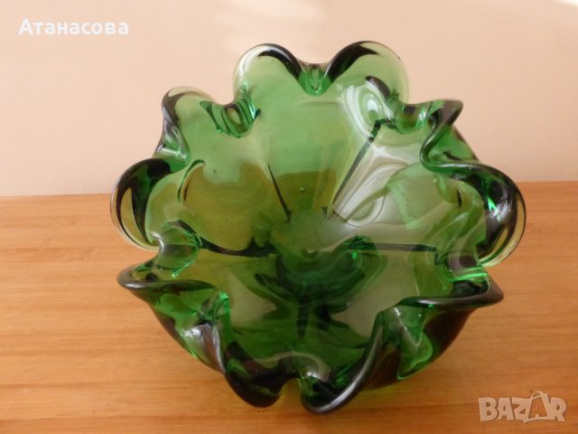 Голям пепелник стъклена купа бонбониера Мурано, снимка 8 - Декорация за дома - 43856643
