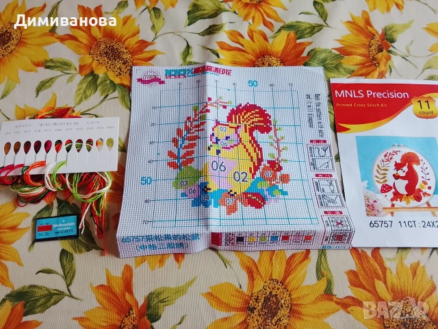 Комплект за бродиране. Щампа Гоблен за начинаещи Катеричка., снимка 3 - Гоблени - 53439696