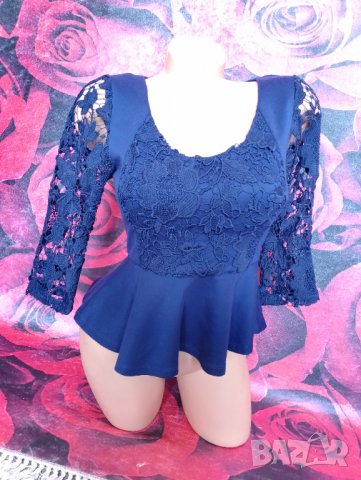 Турско лилав къс топ пеплум и дантела с интересен гръб С