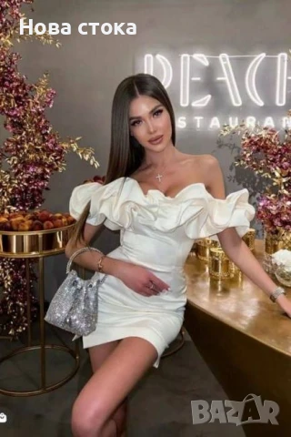 Елегантна сатенена рокля с деколте от рози в 4 цвята, снимка 4 - Рокли - 50664667