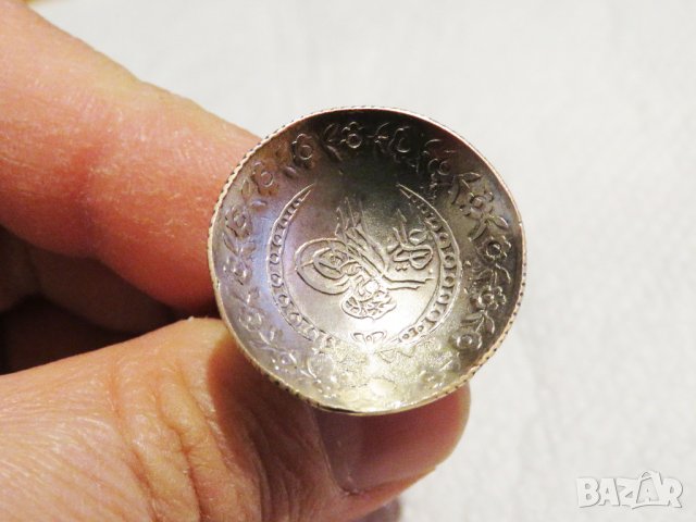 мъжки сребърен пръстен, Стар османски сребърен пръстен с голяма, тугра, тура, турски пръстен, снимка 6 - Пръстени - 35136798