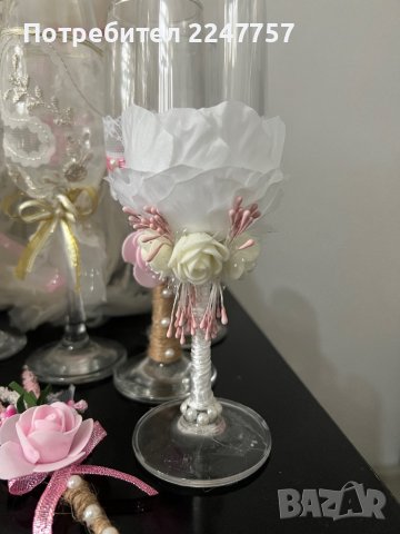 Подвижна украса за сватбени чаши , снимка 16 - Сватбени аксесоари - 37051216