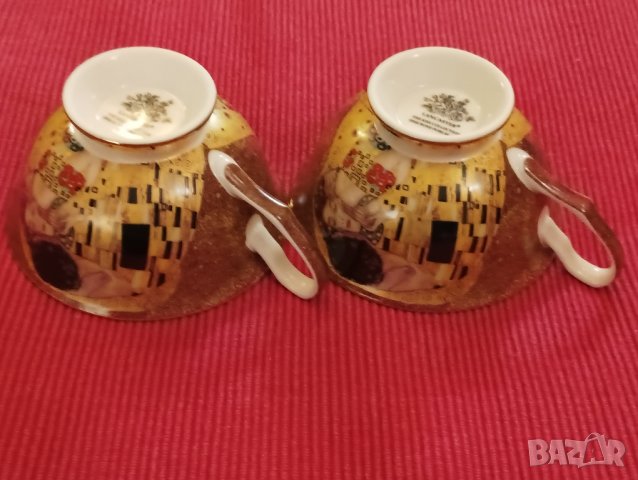 Сервиз от две чаши с чинийки за чай, кафе, Целувката, Густав Климт. , снимка 6 - Сервизи - 43525012